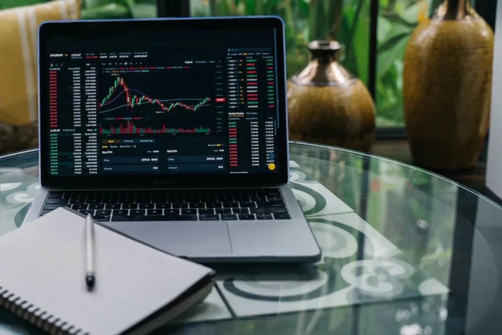 Laptop with Crypto Trading Insight